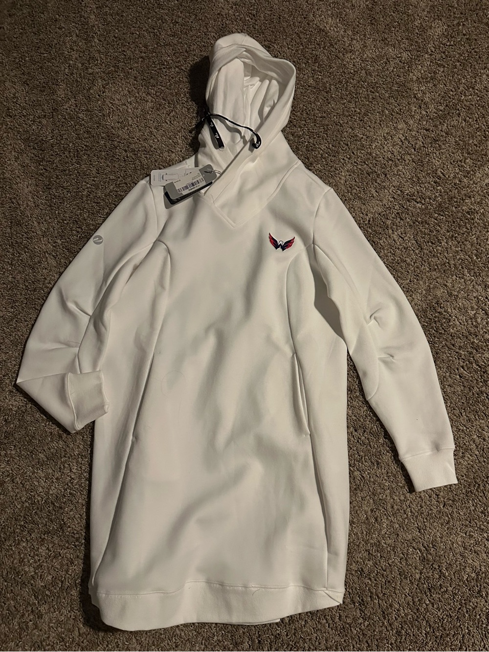 Capitals Womens White Hooded Pullover sweatshirt dress